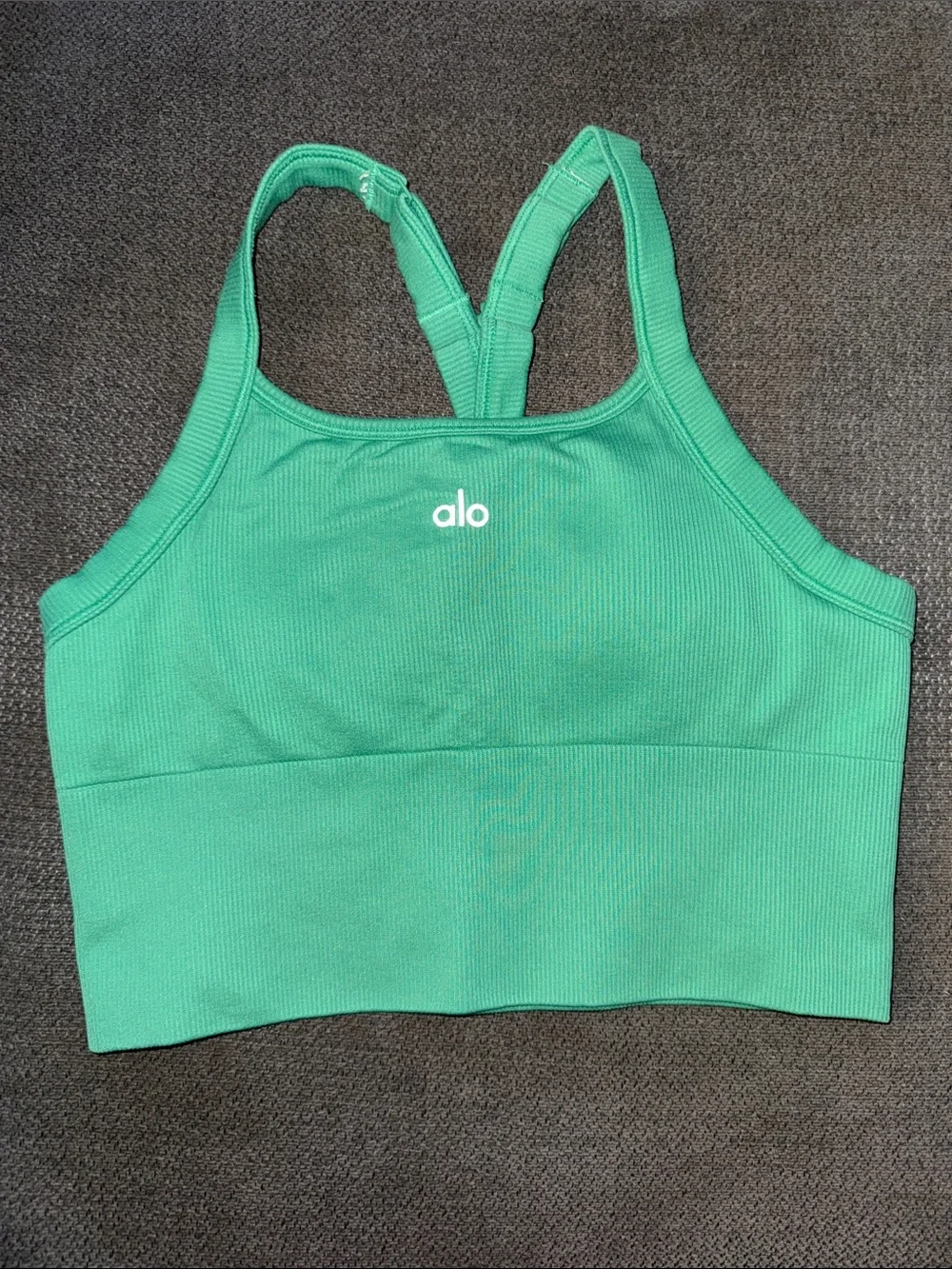 ALO Yoga Green Ribbed Racerback Top